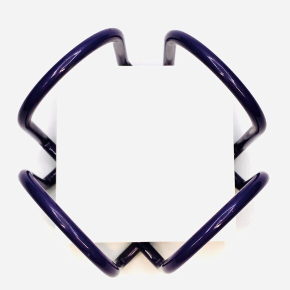 Vintage 90s Purple Enamel Metal Wire Square Notepad Holder Office Accessory - Picture 5 of 10